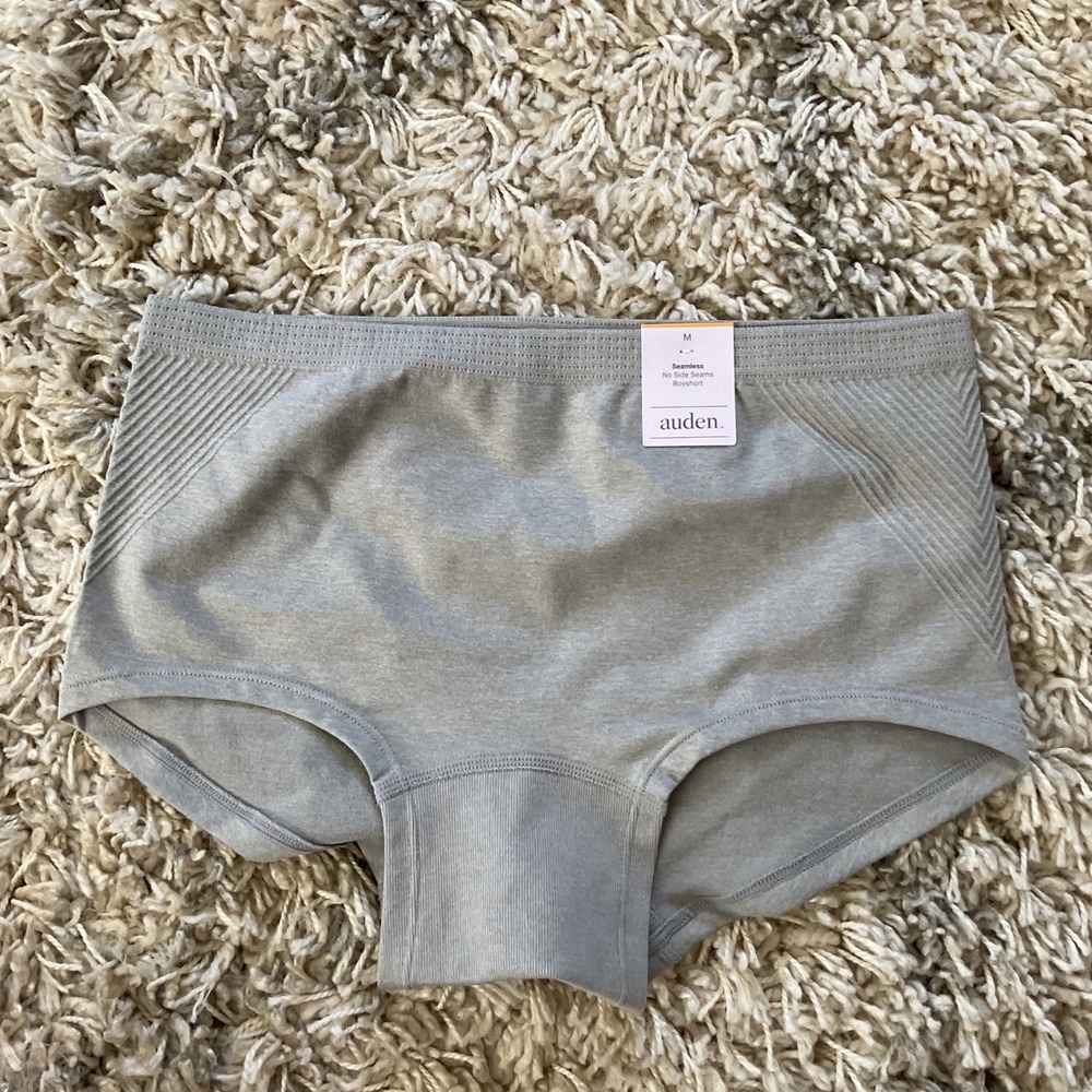 Auden Womens Seamless No Side Seams Boyshort Underwear Gray Medium NWT‎